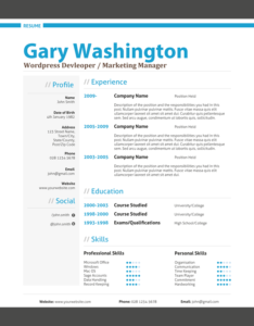 Gary's Blue Professional Resume - Bethesda, MD.